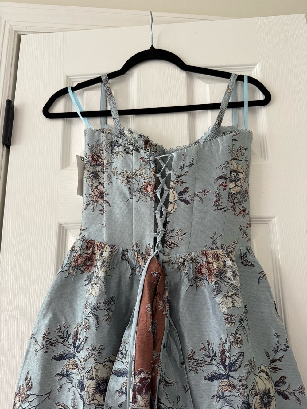 V. Chapman Cherie Light Blue Lilibet Brocade Corset Maxi Dress NEW with tags - Picture 5 of 9